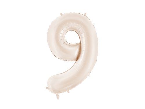 Foil Balloon Number ''9'', 86cm, light warm grey