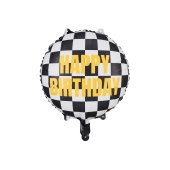 Foil balloon Checkered flag Happy Birthday, 45 cm, mix