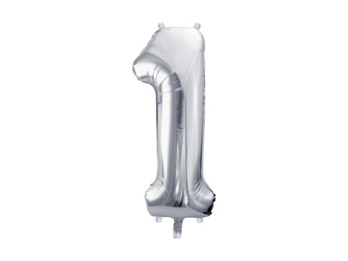 Foil Balloon Number ''1'', 72cm, silver Foil Balloon Number ''1'', 72cm, silver