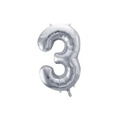 Foil Balloon Number ''3'', 72cm, silver