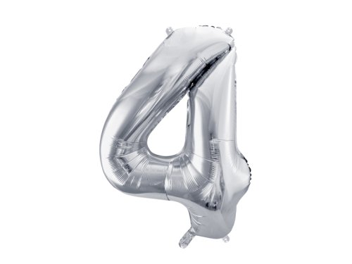 Foil Balloon Number ''4'', 72cm, silver Foil Balloon Number ''4'', 72cm, silver