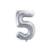 Foil Balloon Number ''5'', 72cm, silver