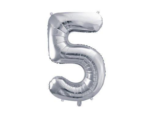 Foil Balloon Number ''5'', 72cm, silver Foil Balloon Number ''5'', 72cm, silver