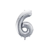 Foil Balloon Number ''6'', 72cm, silver