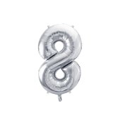 Foil Balloon Number ''8'', 72cm, silver