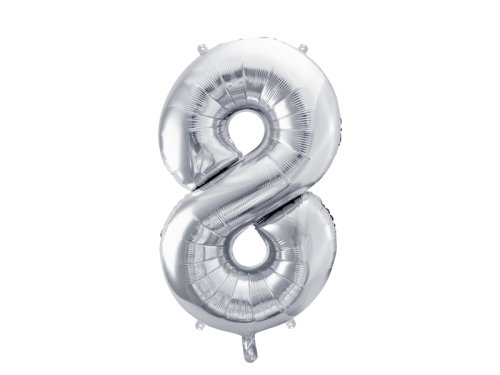 Foil Balloon Number ''8'', 72cm, silver Foil Balloon Number ''8'', 72cm, silver