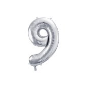 Foil Balloon Number ''9'', 72cm, silver