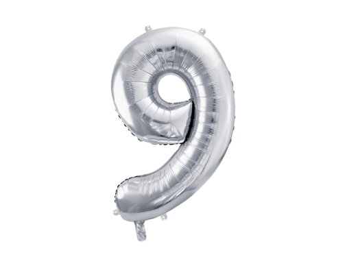 Foil Balloon Number ''9'', 72cm, silver Foil Balloon Number ''9'', 72cm, silver