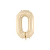 Foil Balloon Number ''0'', 72cm, beige