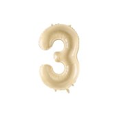 Foil Balloon Number ''3'', 72cm, beige