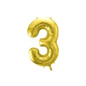 Foil Balloon Number ''3'', 72cm, light gold