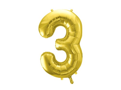 Foil Balloon Number ''3'', 72cm, light gold Foil Balloon Number ''3'', 72cm, light gold