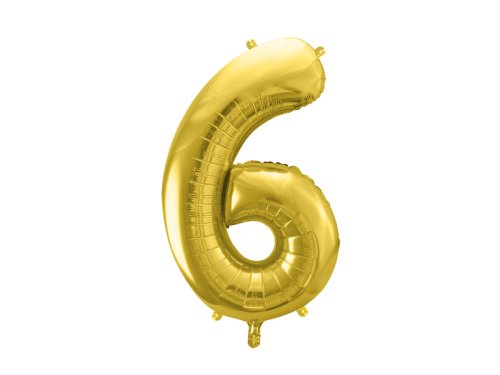 Foil Balloon Number ''6'', 72cm, light gold Foil Balloon Number ''6'', 72cm, light gold