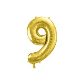 Foil Balloon Number ''9'', 72cm, light gold
