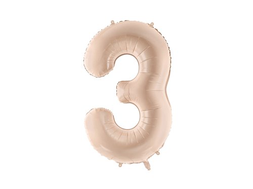 Foil Balloon Number ''3'', 72cm, dark beige Foil Balloon Number ''3'', 72cm, dark beige
