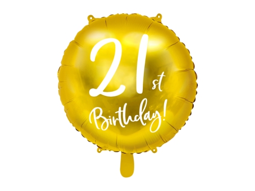 Foil Balloon 21st Birthday, gold, 45cm Foil Balloon 21st Birthday, gold, 45cm