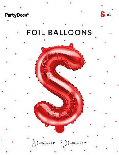Folija Balons Letter ''S'', 35cm, sarkans