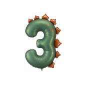 Foil balloon Number ''3'' Dinosaur, 92cm, mix