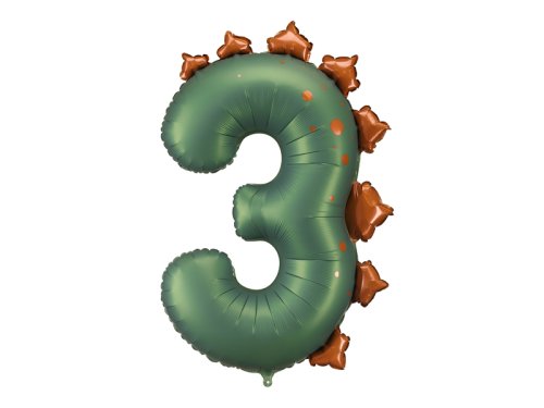 Foil balloon Number ''3'' Dinosaur, 92cm, mix Foil balloon Number ''3'' Dinosaur, 92cm, mix