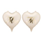Foil balloons hearts MR and MRS, 45 cm, mix (1 pkt / 2 pc.)
