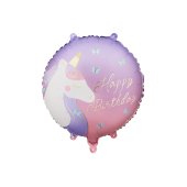 Foil balloon tablet Happy Birthday with unicorn, 35x35 cm, mix