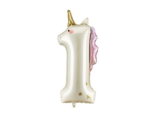 Foil balloon Number ''1'' Unicorn, 93cm, mix Foil balloon Number ''1'' Unicorn, 93cm, mix