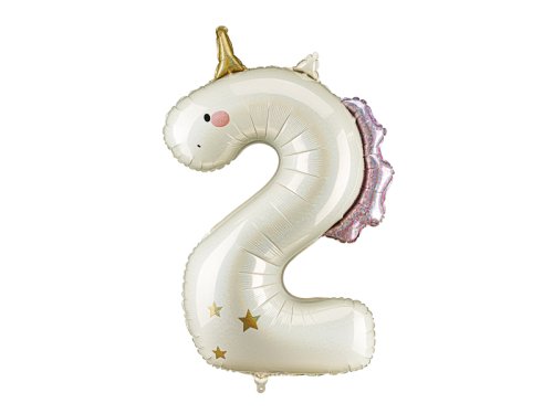 Foil balloon Number ''2'' Unicorn, 93cm, mix Foil balloon Number ''2'' Unicorn, 93cm, mix