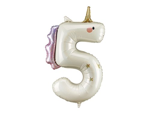 Foil balloon Number ''5'' Unicorn, 93cm, mix Foil balloon Number ''5'' Unicorn, 93cm, mix