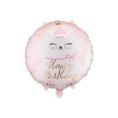 Foil Balloon Disc Kitty, 35x35 cm, mix