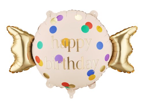 Foil balloon Candy Happy Birthday, 61x37 cm, mix Foil balloon Candy Happy Birthday, 61x37 cm, mix