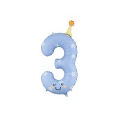 Foil balloon Number ''3'', 86cm, blue