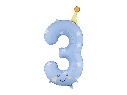 Foil balloon Number ''3'', 86cm, blue