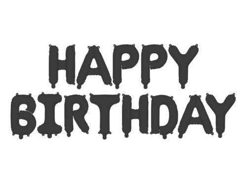 Foil Balloon Happy Birthday, 340x35cm, black Foil Balloon Happy Birthday, 340x35cm, black