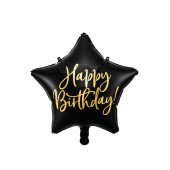 Воздушный шарик из фольги Happy Birthday, 40см, черный