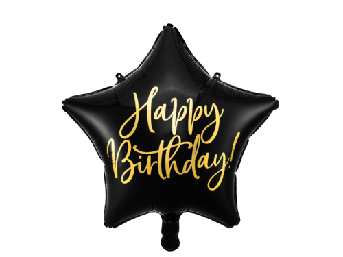 Folija balons Daudz laimes dzimšanas dienā, 40cm, melns