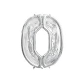 Number Frame '0' for Latex Balloons, 126cm, Silver