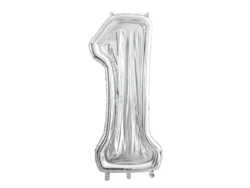 Number Frame '1' for Latex Balloons, 126cm, Silver Number Frame '1' for Latex Balloons, 126cm, Silver