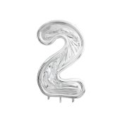 Number Frame '2' for Latex Balloons, 126cm, Silver