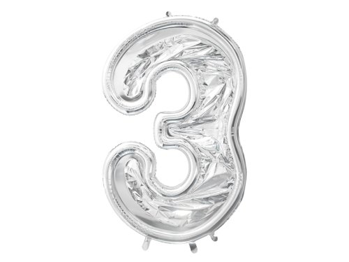 Number Frame '3' for Latex Balloons, 126cm, Silver Number Frame '3' for Latex Balloons, 126cm, Silver