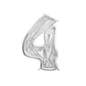 Number Frame '4' for Latex Balloons, 126cm, Silver