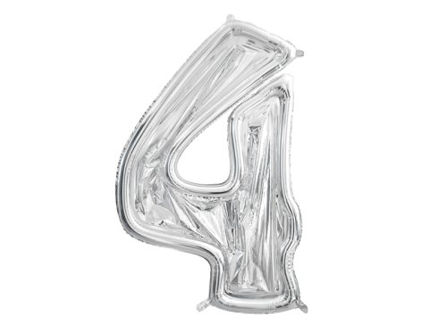 Number Frame '4' for Latex Balloons, 126cm, Silver Number Frame '4' for Latex Balloons, 126cm, Silver