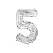Number Frame '5' for Latex Balloons, 126cm, Silver