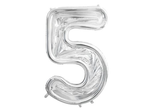 Number Frame '5' for Latex Balloons, 126cm, Silver Number Frame '5' for Latex Balloons, 126cm, Silver