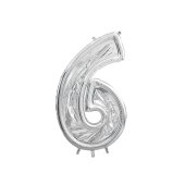Number Frame '6' for Latex Balloons, 126cm, Silver