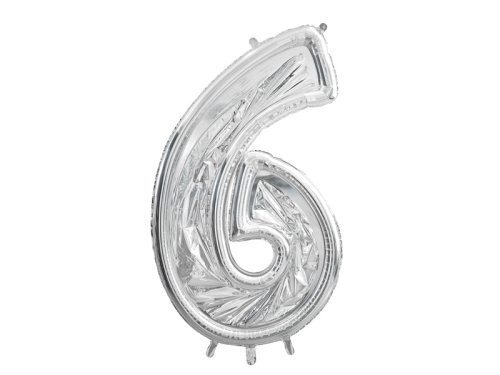 Number Frame '6' for Latex Balloons, 126cm, Silver Number Frame '6' for Latex Balloons, 126cm, Silver