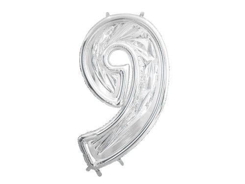 Number Frame '9' for Latex Balloons, 126cm, Silver Number Frame '9' for Latex Balloons, 126cm, Silver
