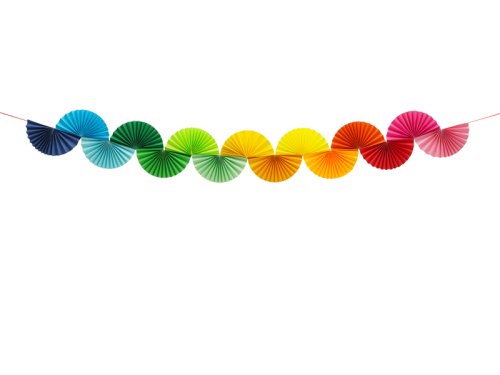 Paper garland Rainbow Fans, 2.5m, mix