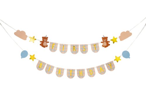 First Birthday Banner with Bears, 2.55 m First Birthday Banner with Bears, 2.55 m