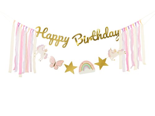 Banner Happy Birthday Unicorns, 230x17.5 cm, mix Banner Happy Birthday Unicorns, 230x17.5 cm, mix