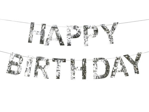 Happy Birthday Banner, 2.2m, silver Happy Birthday Banner, 2.2m, silver